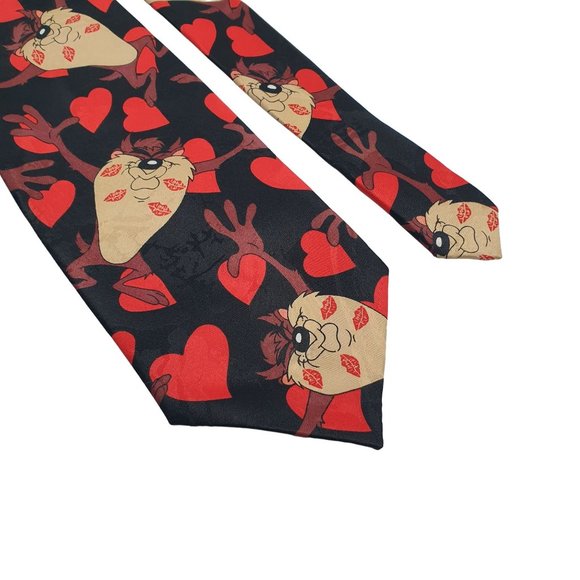 Looney Tunes Mania Taz Men Necktie Tie Valentines Heart Work Dad Gift - Picture 2 of 5